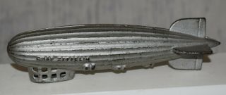 Vintage Cast Iron Graf Zeppelin Coin Still Bank - Silver Paint - 6 3/4 "