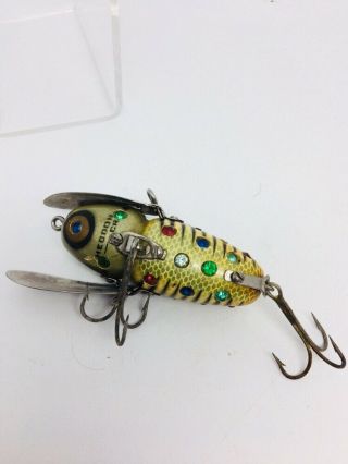 Vintage Very Rare Heddon Wood Crazy Crawler Fishing Lure Jewled Factory Special