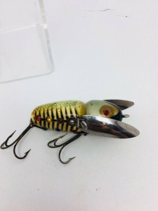 Vintage VERY RARE Heddon Wood Crazy Crawler Fishing Lure JEWLED FACTORY SPECIAL 3