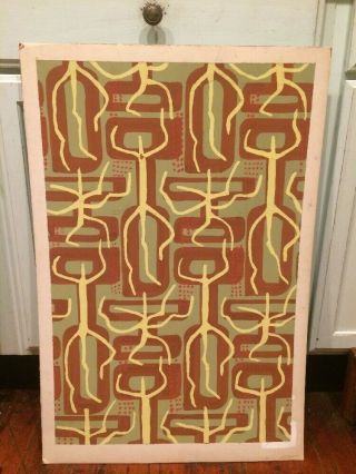 Antique Vintage Oil On Board Abstract Geometric Mid Century Modern Painting Deco