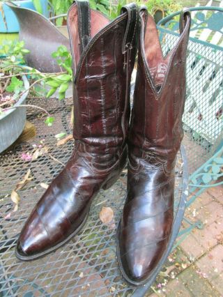 Vintage Justin Exotic Full Eel Skin Cowboy Western Boots 10.  D Made Usa Ex Cond