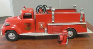 Vintage Tonka Pressed Steel No.  5 Ford Pumper Fire Truck W/ Fire Hydrant