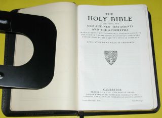 1960s Cambridge King James Version Bible Apocrypha French Morocco Leather Vtg 4