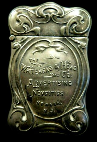 Antique Advertising Match Safe Vesta Whitehead Hoag Self Promo Sign Pinback Pin