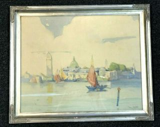 Rare Dana Bartlett Watercolor Of Venice - California Listed Artist