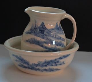 PAUL STORIE POTTERY BOWL AND PITCHER SET - VINTAGE SIGNED 2