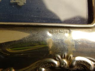 Vintage Sterling Silver Photo frame Hallmarks Blue Velvet backing England 20thC 5