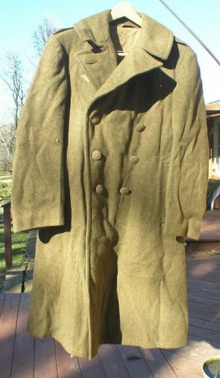 Wwii U.  S.  Army 36s - Wool Overcoat With Ruptured Duck Patch