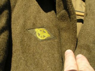 WWII U.  S.  ARMY 36S - WOOL OVERCOAT With Ruptured Duck Patch 7