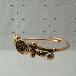 C 1880 Antique Etruscan Garnet Gold Filled & Rolled Gold Wedding Bracelet 16.  7g 7