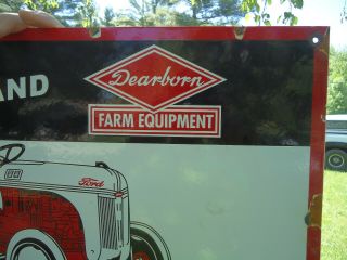 VINTAGE 1951 FORD TRACTOR DEARBORN FARM EQUIPMENT PORCELAIN DEALER SIGN 5