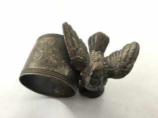 Antique Victorian Napkin Ring Holder Bird Silver Plated Figural Table Formal