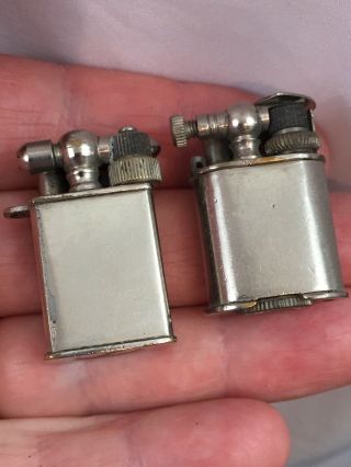 2 Miniature Vintage Lift Arm Pocket Lighters With Wind Guards 2