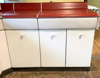 1950 AVCO American Kitchens Metal 15 Cabinets Sink Full Set Vintage Mid - Century 3