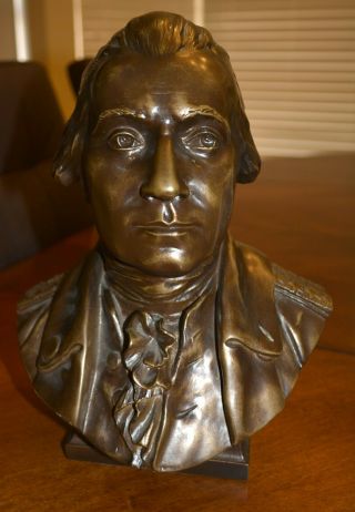 Vtg George Washington Bronze Coat Bust By Sculptor Jean Antoine Houdon Numbered