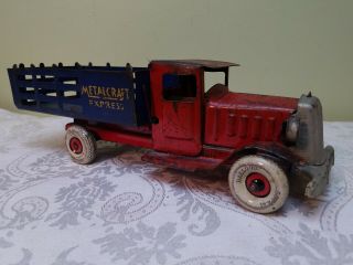 Antique Vintage Metalcraft Express Truck St.  Louis Pressed Metal W/tin Tires 12 "