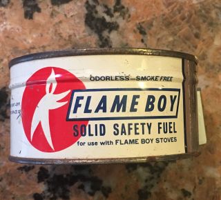 Vintage Nos Flameboy Solid Safety Fuel Tin Keywind Flameboy Stoves 4 " Diameter