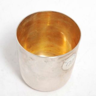 ANTIQUE ENGLISH STERLING SILVER CUP WITH GOLD VERMEIL INTERIOR,  W.  DOYLE LABEL 2