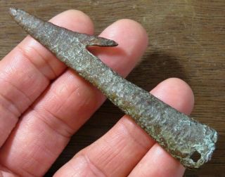 Ultra Rare 4 1/16 Archaic Old Copper Culture Socketed Harpoon Michigan X Browner