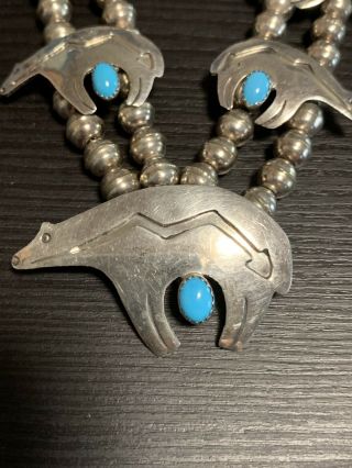 vintage navajo sterling silver Bear necklace,  Signed Perez, 2
