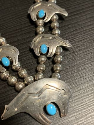 vintage navajo sterling silver Bear necklace,  Signed Perez, 4