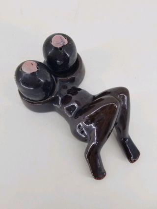 Vintage 60s Sexy Woman Brown Naked Breast Salt Pepper Shaker Chest S&p Rare Lady