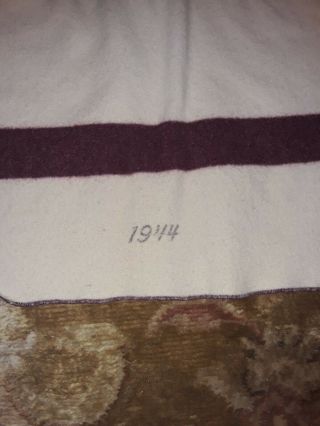 Vintage 1944 WW2 Wool Army Hospital Blanket 2