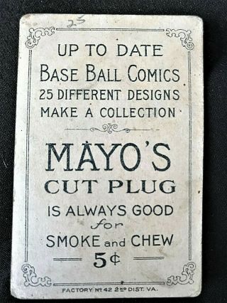 Antique 1900 RED SOX Mayo ' s Cut Plug Chewing Tobacco Baseball Comic Trade Card 2