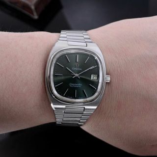 VINTAGE OMEGA SEAMASTER AUTOMATIC EMERALD DIAL DATE DRESS MEN ' S WATCH 7