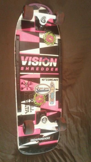 Vintage Vision Shredder Complete Skateboard With Swirled Vision Blurr Wheels