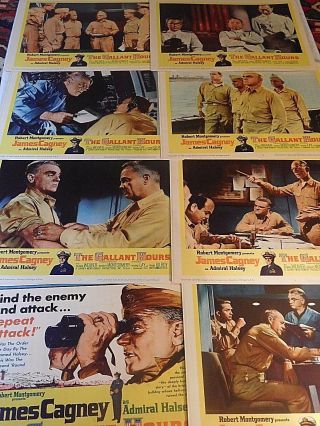 Set Of 8 Vintage 1960 The Gallant Hours Lobby Cards James Cagney 60/113 Complete
