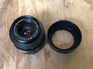 Vintage Leica Leitz Wetzlar 35mm f2.  8 Elmarit - R Lens With Hood 2