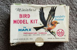 Vintage Miniature Bird Model Kit Marx,  1960 Prothonotary Warbler Collecter