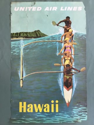 Vintage Travel Poster United Air Lines Hawaii By Stan Galli