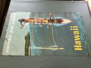 Vintage Travel Poster United Air Lines Hawaii By Stan Galli 3