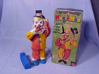 Rare Vintage San Marusan Japan Battery Op Magic Man Clown Toy Nos Boxed 1950s