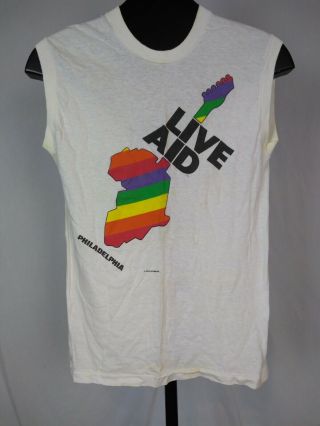 Live Aid 1985 Vintage Concert T Shirt Screen Stars Usa Sleeveless 80s