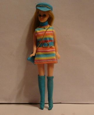 Topper Dawn Doll In Custom Sue B Turquoise Striped Mini Set