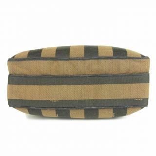 Auth FENDI Vintage Pequin Stripe Canvas Leather Cross Body Shoulder Bag 6213 8