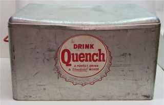 Vintage " Drink Quench " Soda Pop Cooler Antique Camping Cronstroms Rare Logo