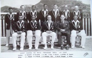 West Indies V England 1954 4th Test Trinidad – Vintage Cricket Postcard
