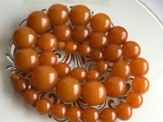 Vintage Amber Beads Butterscotch / Egg Yolk Baltic Necklace 93 Gr