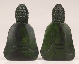2 BUDDHIST CHINESE GREEN JADE PENDANT STATUE OLD HAND - CARVED SITTING BUDDHA 4