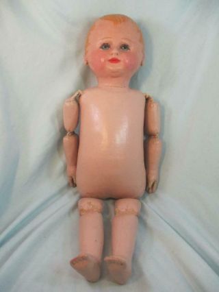 Antique Martha CHASE Baby Boy Doll Stockinette Cloth Painted Jointed Limbs 22 