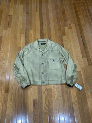 Rare Nwt Rrl Ralph Lauren Fringed Leather Jacket Tan Xl $2200 Lambskin Cowboy