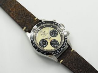 Alpha Daytona Paul Newman Panda Dial Chronograph Watch With Vintage Look Band