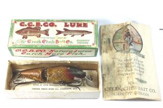 1925 Creek Chub Wiggle Fish Glass Eyes Box W/ Book Insert And Order Sheet (rare)