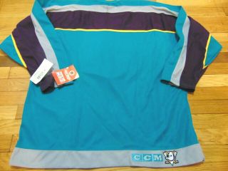 NWT VINTAGE CCM NHL ANAHEIM MIGHTY DUCKS SEMI - PRO STYLE JERSEY SIZE XL 3