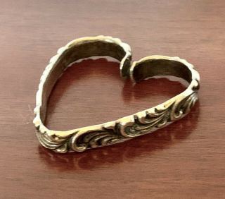 Shiebler Sterling Silver Heart Repousse Scarf Holder Clip Antique Victorian