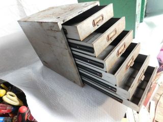 vintage industrial steel metal cabinet drawers tool box storage garage shop 3 7